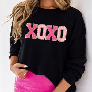 Black Sweater with XOXO Design